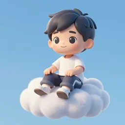 a cute man sitting on the cloud, artstation, digital painting, high detail, high resolution