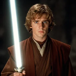 film still of young alec guiness as a jedi in new star wars movie, lighting, highley detailled, kodak film