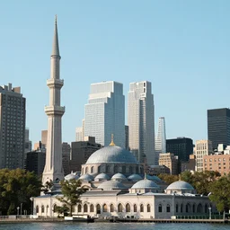 A Photo of New York, mosques rising from the city