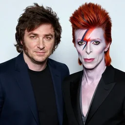Javier Milei with David Bowie Face.