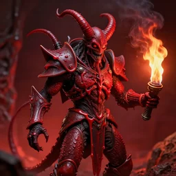 airbrush macro baphomet, in laguid dollop lava drip maggot armor, syd mead, chris foss, enric torres, alberto bontempi, feng zu hyper realism, narrative light, red 2 colors, epic, hyper detailed, awe inspiring, award winning horror, torch lighting, hyper realism, cinematical