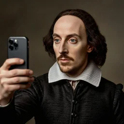 iphone photo of shakespeare taking a selfie