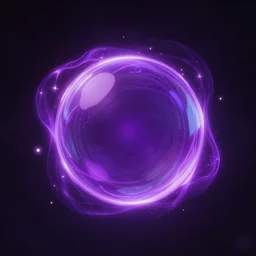 the insulating lens wobbles with purple energy, magical sparks, dark background, digital art