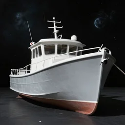 grey boat in a space