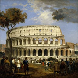 “ the fall of rome by thomas cole, modern version, painting ”