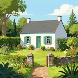 a typical house in a creole garden from reunion island illustration by anton fadeev, trending on artstation