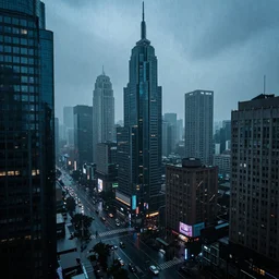 a cyberpunk city in the rain, photo realistic, 8k