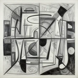 abstract art painting, lines, forms, shapes, in style of hieronymus bosch, 4 k, high resolution details,
