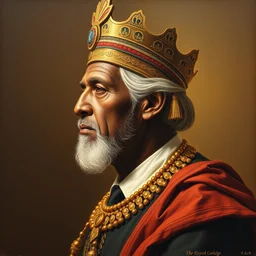 official side portrait of a ethiopian king, donald trump, 1 8 6 8, a character portrait by cassius marcellus coolidge, reddit contest winner, african romantacism, romanticism, oil on canvas, detailed painting, creative commons attribution