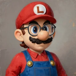 portrait painting donatello who is waluigi, wearing dorky glasses, nerdy, painted by greg rutkowski,