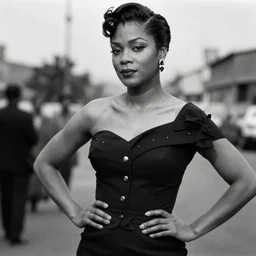 black and white photo of a beautiful and elegant 1 9 5 0 s black actress modeling