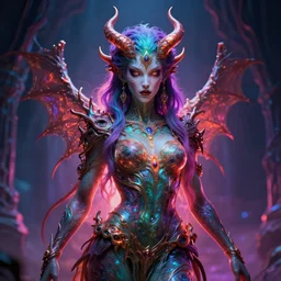 photorealistic eldritch devil goddess as a dmt entity in the style of alex grey and michael whelan. hyperdetailed photorealism, 1 0 8 megapixels, amazing depth, high resolution, 3 d shading, 3 d finalrender, 3 d cinematic lighting, glowing rich colors, psychedelic overtones, artstation concept art.