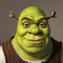 The duke Shrek, Face portrait, 84mm, postprocessed, crisp face, EOS 5DS R, facial features artwork by Georges de La Tour