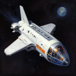 spaceship in space, artwork by thomas kinkade