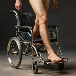 a self - walking sedan chair with human legs ; walking on human feet, with human knees