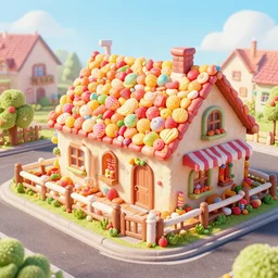 Village made of sweets, 4k octane render, detailed art, artstation, streetview, CGSociety, deviantart