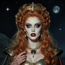 retro sci - fi queen portrait macabre bizarre beautiful in space