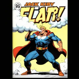 cover for a comic book by Jack Kirby about a protagonist with superhuman flatulence