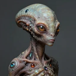 portrait of an young alien creature, ultra realistic, intricate details, the fifth element artifacts, highly detailed by peter mohrbacher, allen williams, hajime sorayama, wayne barlowe, boris vallejo, aaron horkey, gaston bussiere, craig mullins