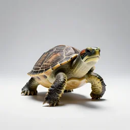fluffy turtle, professional studio photo, full body, isolated on a pure white background, centered, entire subject in frame, sharp focus, soft studio lighting