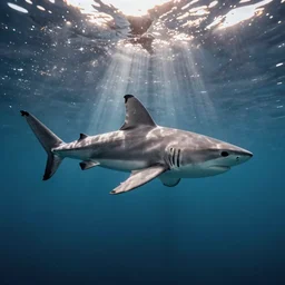 a tetrahedron shaped shark, photograph, cam trail footage, underwater photograph
