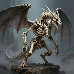 undead skeletal dragon, magical dracolich, no scales, only bones, award winning fantasy art