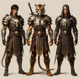 were tiger warrior, wearing tribal skull armor concept, full body concept, beksinski, ruan jia, edward hooper, jan van eyck - n 9