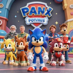 sonic with the paw patrol crossover episode, epic composition, 2 0 0 mm focal length, donato giancola, tim hildebrandt, wayne barlow, bruce pennington, larry elmore