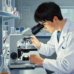 goro fujita ilustration a science laboratory, tools for science research, microscopes, small streaks of light through, painting by goro fujita, sharp focus, highly detailed, artstation