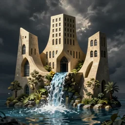 escher architecture with water flowing