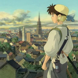 wuxia, city, in the style of studio ghibli, j. c. leyendecker, greg rutkowski, artem