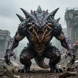 real life Pokemon, creepy, scaly, menacing, evil, realistic, slight overcast, sharp focus