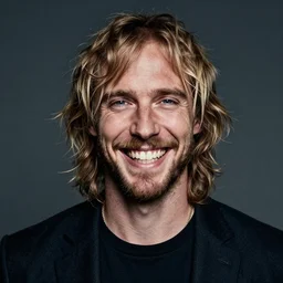 An unsettlingly realistic portrait of a hybrid of Logan Paul and Ricky Berwick with a massive grin.