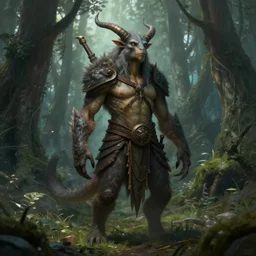 a highly detailed portrait of a humanoid fantasy creature in a fantasy forest concept art