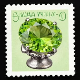 very detailed and fine cascade peridot gemstone on a hawaiian post stamp hd photography