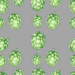 a grey and green line drawing of a hop seed. seamless wallpaper. graphic design. hq. detailed.