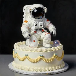 rococo painting astronaut Greg Hildebrandt high detail fancy cake