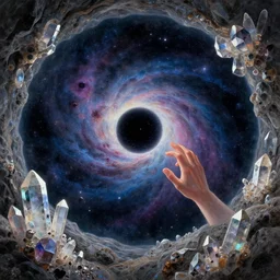 Fantasy illustration by Clyde Caldwell - You feel a strange sensation as you examine the crystals. For a moment, you feel as if you could see the vast expanse of a universe within, as if you could reach out and touch a nebula, or watch a dying star collapse into a black hole.