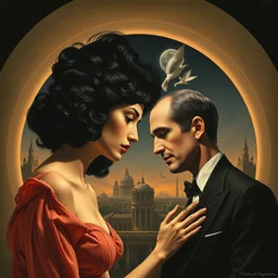 figurative avant garde post - morden monumental dynamic interior portrait by magritte and edward hopper, inspired by william blake and gaugin, illusion surreal art, highly conceptual figurative art, intricate detailed illustration, controversial poster art