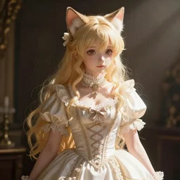 victorian anime cat girl with a dress