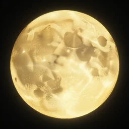 the golden moon, faded silhouette illustration, night time, mysterious