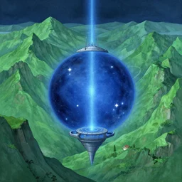 blue stargate, green mountains, art by ismail inceoglu, artstation