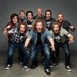 a group of crazy dudes come storming at you