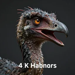 a well composed 4 k award winning sharp and detailed digital realistic hollywood head and shoulders shot of a titanis bird as a human, realistic photo