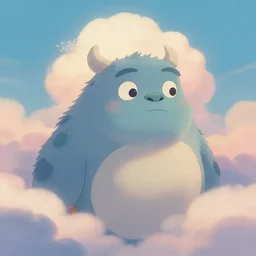 soft pleasing - palette friendly colossal gentle monster friendly giant wind spirit goliath character portrait, close - up, pleasing palette, undulating nebulous clouds, adorable, friendly, dyllic cumulonimbus still from fantasia pastel from fantasia ( 1 9 4 1 )