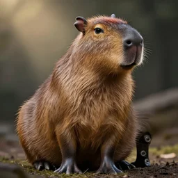 armored capybara, majestic, epic lighting