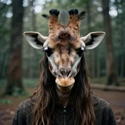 photographic portrait max ernst sad woman giraffe feathers face forest