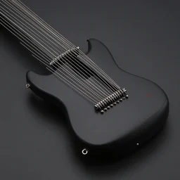 algorithmic profiling biomechanical matte black obsidian with exposed metal strings dark studio 4 k