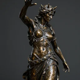 When we deny the EVIL within ourselves, we dehumanize ourselves, and we deprive ourselves not only of our own destiny but of any possibility of dealing with the EVIL of others. Trending on art station, Dark bronze statue.