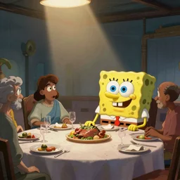 The last supper but spongebob styled